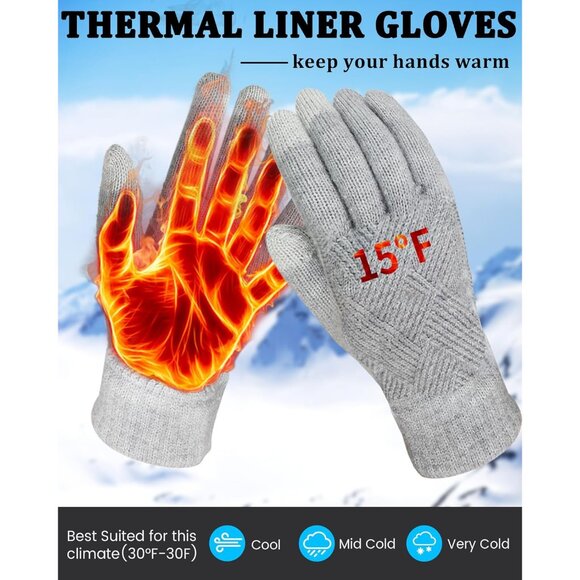 Winter Gloves for Women Touch Screen Elastic Thermal Knit Lining Warm Gloves for - Picture 2 of 7